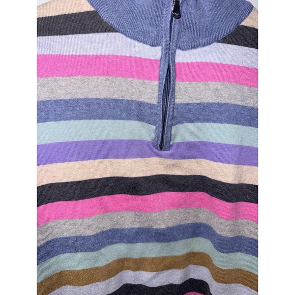 Peter Millar Men Multi-Strip Quarter Zip Sweater Size L Mens Made in Italy - Picture 5 of 5